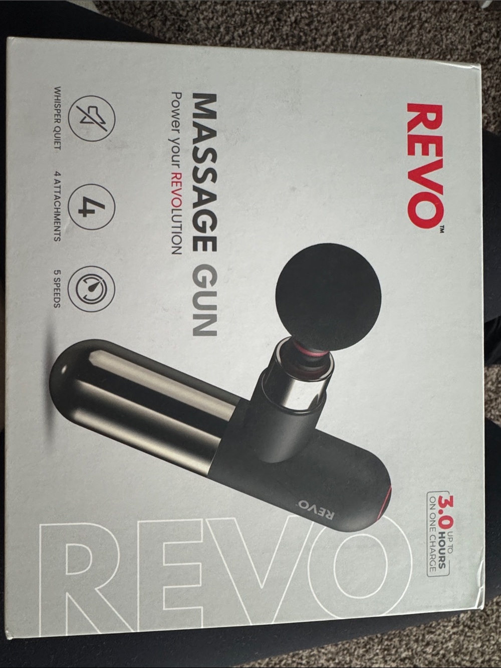 Revo Black and Silver Percussive Massage Gun